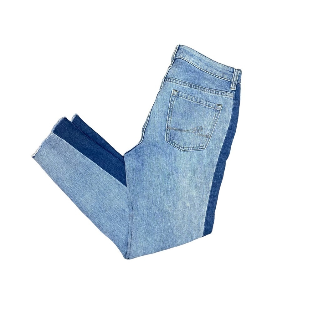 ROXY | Womens Two Toned Upcycled Frayed Hem Cropped Jeans Casual Y2K Vibes​